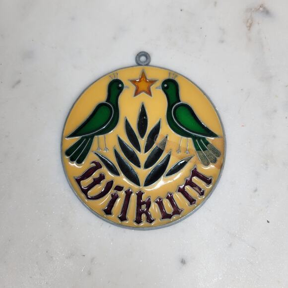 VINTAGE WILKUM Stained Glass Ornament Birds Star Round Sun Catcher Art Decor - Picture 8 of 12